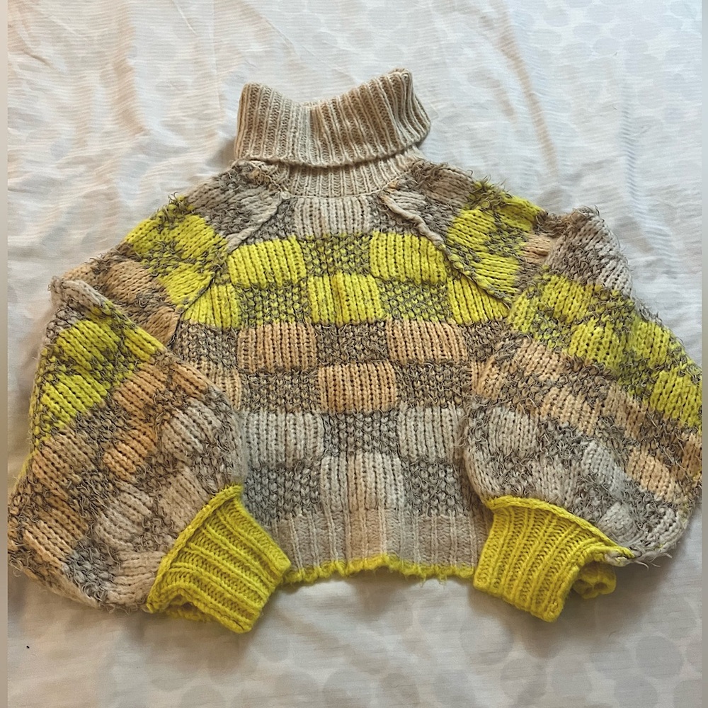 Free People Checkered Turtleneck Sweater
